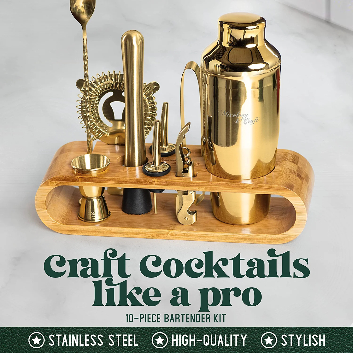 Bartender Kit: 10-Piece Mixing Set With Stand