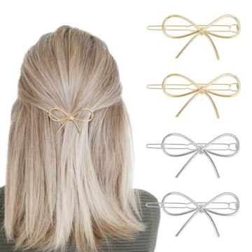 4Pcs Metal Hairpins with Chic Minimalist Bows - Simple and Stylish Hair Accessories Gift for Women a...