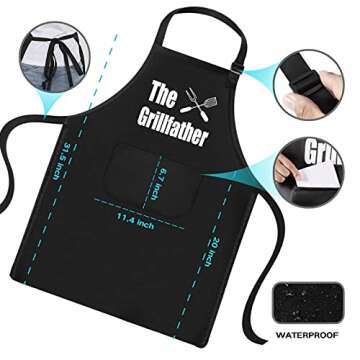 Aprons for Men, Mens Apron, Funny Aprons for Men, with 2 Pockets Adjustable Kitchen Chef Apron for G...