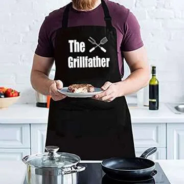 Aprons for Men, Mens Apron, Funny Aprons for Men, with 2 Pockets Adjustable Kitchen Chef Apron for Grilling Cooking BBQ, Husband Birthday Gift, Gifts for Husband, Father's Day Gifts for Dad.