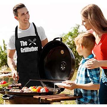 Aprons for Men, Mens Apron, Funny Aprons for Men, with 2 Pockets Adjustable Kitchen Chef Apron for Grilling Cooking BBQ, Husband Birthday Gift, Gifts for Husband, Father's Day Gifts for Dad.