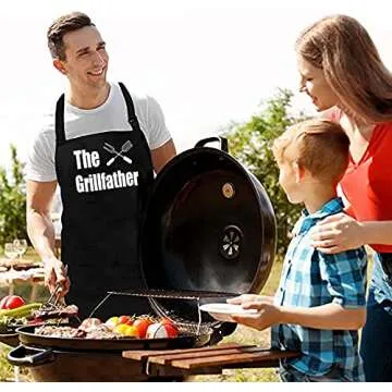 Aprons for Men, Mens Apron, Funny Aprons for Men, with 2 Pockets Adjustable Kitchen Chef Apron for Grilling Cooking BBQ, Husband Birthday Gift, Gifts for Husband, Father's Day Gifts for Dad.