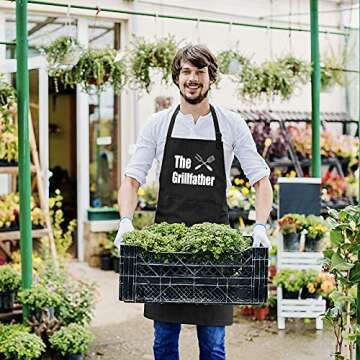 Aprons for Men, Mens Apron, Funny Aprons for Men, with 2 Pockets Adjustable Kitchen Chef Apron for Grilling Cooking BBQ, Husband Birthday Gift, Gifts for Husband, Father's Day Gifts for Dad.