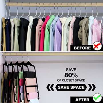 Closet Organizers and Storage,5 Pack Velvet Pants-Hangers-Space-Saving,Non Silp 5 Tier Scarf Jeans Organizer,Dorm Room Essentials for College Students Girls Boys Guys,Organization and Storage