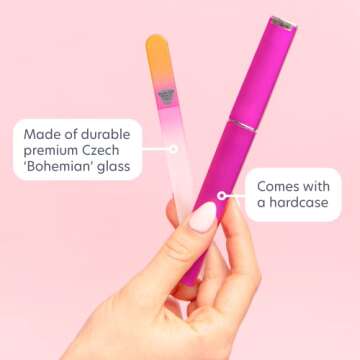 Bona Fide Beauty Glass Files for Nails, Professional Manicure Glass Fingernail Files with Case. 1-Pi...
