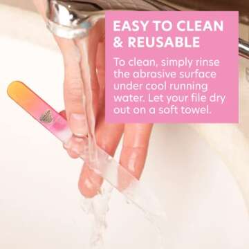 Bona Fide Beauty Glass Files for Nails, Professional Manicure Glass Fingernail Files with Case. 1-Piece Gold Magenta Nail File Made in The EU.