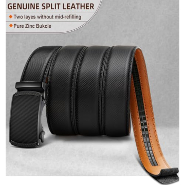 BULLIANT Men's Belt, Slide Ratchet Belt For Gift Men Dress Pant Shirt Oxfords,Trim To Fit(Black,34"-40" Waist Adjustable)