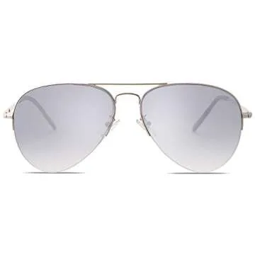 SOJOS Classic Semi Metal Frame Sunglasses with UV Protection