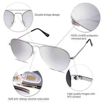 SOJOS Classic Semi Metal Frame Sunglasses with UV Protection