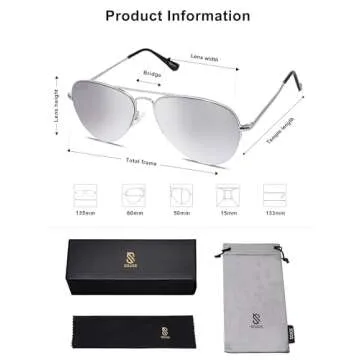 SOJOS Classic Semi Metal Frame Sunglasses with UV Protection