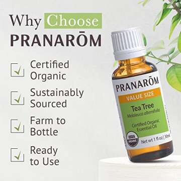 Pranarom Organic Tea Tree Essential Oil 30ml, Pure & Natural
