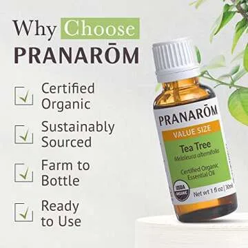 Pranarom Organic Tea Tree Essential Oil 30ml, Pure & Natural