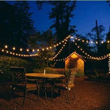 Hometown Evolution, Inc. 50 Foot G40 Globe String Lights with Clear Bulbs and Black Wire (+ 2 Free Spares) for Patio Deck Cafe Bistro and Outdoor Lighting
