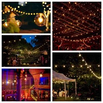 Hometown Evolution, Inc. 50 Foot G40 Globe String Lights with Clear Bulbs and Black Wire (+ 2 Free Spares) for Patio Deck Cafe Bistro and Outdoor Lighting