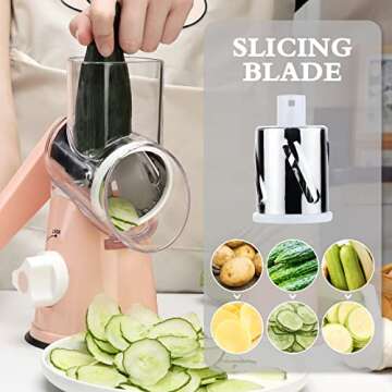 Ancevsk Rotary Cheese Grater - 3 in 1 Multifunction Kitchen Slicer with Handle