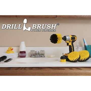 Drillbrush Shower Scrubber Cleaning Brush Set - Nylon Power Brush Tile and Grout Bathroom Cleaning Scrub Brush Kit - Power Scrubber Drill Brush Kit - Power Brush Drill Attachment Cleaning Scrubber