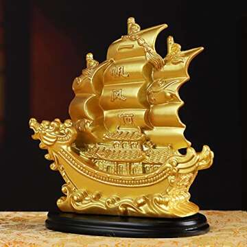 Sailing Ship Statue for Fortune & Prosperity - Feng Shui Decor