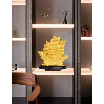 Sailing Ship Statue for Fortune & Prosperity - Feng Shui Decor