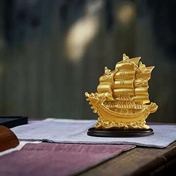 Sailing Ship Statue for Fortune & Prosperity - Feng Shui Decor