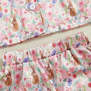 Multitrust Baby Girl Easter Day Silk Pajamas Set Bunny Carrot Button Down Feather Trim Sleeve Shirts Pants 2PCS Satin Pj Sets (A Pink, 18-24 Months)