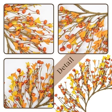 LLZLL 20" Artificial Fall Wreath, Autumn Wreaths for Front Door Fall Berry Wreath with Pumpkin for Farmhouse Thanksgiving Wall Window Decorations
