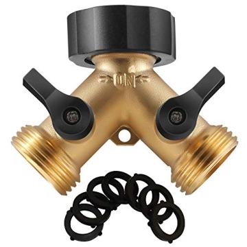 IPOW Brass Heavy Duty 2 Way Y Valve Garden Hose Splitter for Efficient Watering