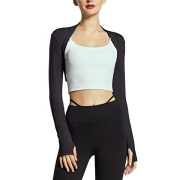 Stylish Women's Long Sleeve Cropped Shrug Cardigan with Thumb Holes