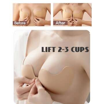 DEPOVOR Super Sticky Push Up Bras Strapless Backless Breast Lift Bras for Women Wedding Dresses Reusable