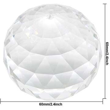 Clear Crystal Ball Prism Window Rainbow Maker Window Prisms Suncatcher for Feng Shui, (60mm /2.4inch)