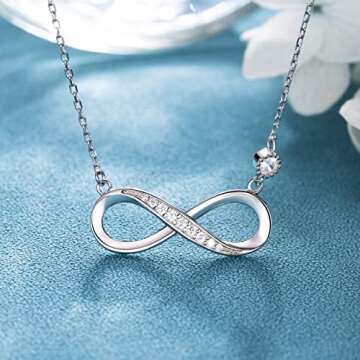 Billie Bijoux 925 Sterling Silver Necklace Forever Love” Infinity Heart Love Pendant White Gold Plated Women Necklace Gifts