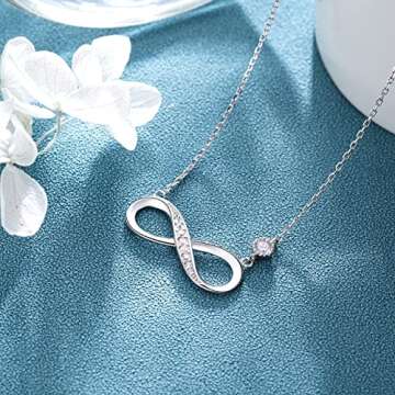 Billie Bijoux 925 Sterling Silver Necklace Forever Love” Infinity Heart Love Pendant White Gold Plated Women Necklace Gifts