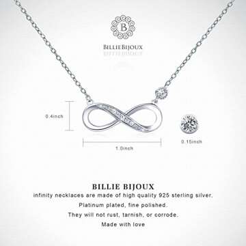 Billie Bijoux 925 Sterling Silver Necklace Forever Love” Infinity Heart Love Pendant White Gold Plated Women Necklace Gifts