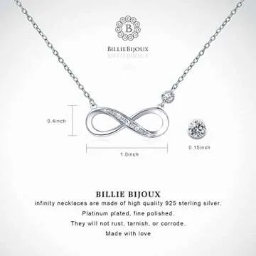 Billie Bijoux 925 Sterling Silver Necklace Forever Love” Infinity Heart Love Pendant White Gold Plated Women Necklace Gifts