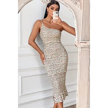 PRETTYGARDEN Summer One Shoulder Midi Dress for Women
