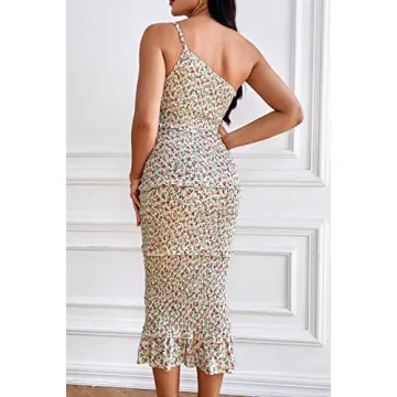 PRETTYGARDEN Summer One Shoulder Midi Dress for Women