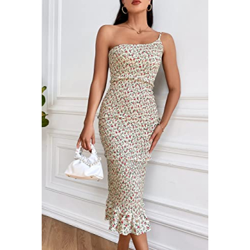 PRETTYGARDEN Summer One Shoulder Midi Dress for Women