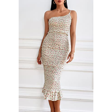 PRETTYGARDEN Summer One Shoulder Midi Dress for Women