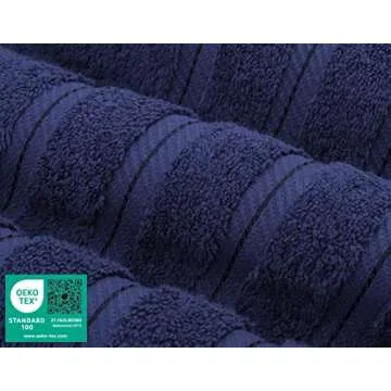 American Soft Linen Luxury 6 Piece Towel Set, 2 Bath Towels 2 Hand Towels 2 Washcloths, 100% Cotton Turkish Towels for Bathroom, Navy Blue Towel Sets