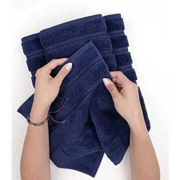 American Soft Linen Luxury 6 Piece Towel Set, 2 Bath Towels 2 Hand Towels 2 Washcloths, 100% Cotton Turkish Towels for Bathroom, Navy Blue Towel Sets
