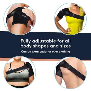 Copper Compression Recovery Shoulder Brace - Immobilizer for Torn Rotator Cuff, AC Joint Pain Relief, Dislocation, Arm Stability, Injuries, Tears - Adjustable Fits Men, Women - Black - One Size