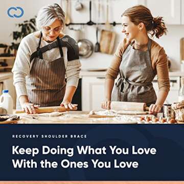 Copper Compression Recovery Shoulder Brace - Immobilizer for Torn Rotator Cuff, AC Joint Pain Relief, Dislocation, Arm Stability, Injuries, Tears - Adjustable Fits Men, Women - Black - One Size