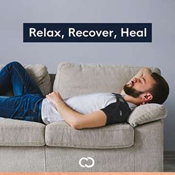 Copper Compression Recovery Shoulder Brace - Immobilizer for Torn Rotator Cuff, AC Joint Pain Relief, Dislocation, Arm Stability, Injuries, Tears - Adjustable Fits Men, Women - Black - One Size