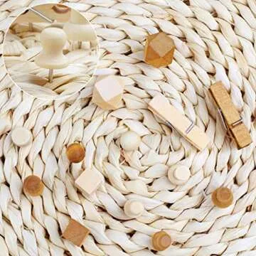 120Pcs Wooden Thumb Tacks, Wood and Brown Push Pins, 7 Shapes Push Pins for Cork Board Decoration Tacks, Push Pins for Wall for Bulletin Boards, Cork Boards, Whiteboards, Photo Walls, Crafts Project