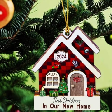 JUNQIU New Home Ornament 2024- Housewarming Gifts New Home, New House New Beginning, House Warming Gift for Women, Couple, homeowners, New Home Gift Ideas - First Home Christmas Ornament 2024