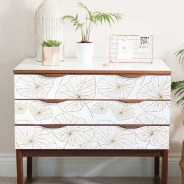 Nukofal Gold Peel and Stick Wallpaper Lotus Leaf Design