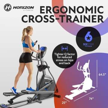 Horizon Fitness EX-59 Elliptical Trainer Exercise Machine for Home Workout, Fitness & Cardio, Compact Cross-Trainer with Bluetooth, Built-in Speakers, 10 Resistance Levels, 300 lb Weight Capacity