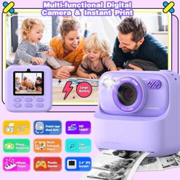 Masterbee Kid Camera Instant Print Photo, Birthday Gifts for Girls and Boys, Kids Digital Camera Toy...