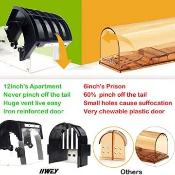 Humane Mouse Traps, 12 inches Enlarged No Kill Rat Live Traps for Chipmunks, Reusable Catch and Release Mice, Pet and Children Friendly Mouse Trap That Work (2 Pack)