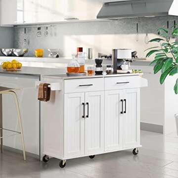 Yaheetech Kitchen Island Cart with Storage & Countertop