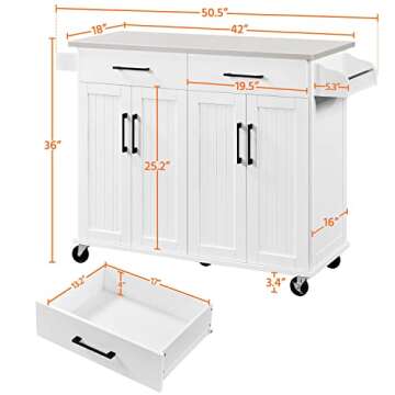 Yaheetech Kitchen Island Cart with Storage & Countertop